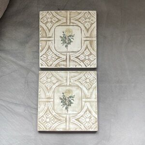 Vintage Floral Wall Decor Set in Cream and Brown